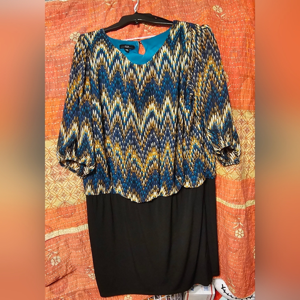 AGB Dress with Chiffon Top and  Black Bottom